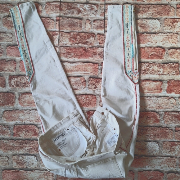 Mother | The Looker Ankle Zip Barefoot Princess Embroidered Colorful Trim Skinny - Picture 8 of 16